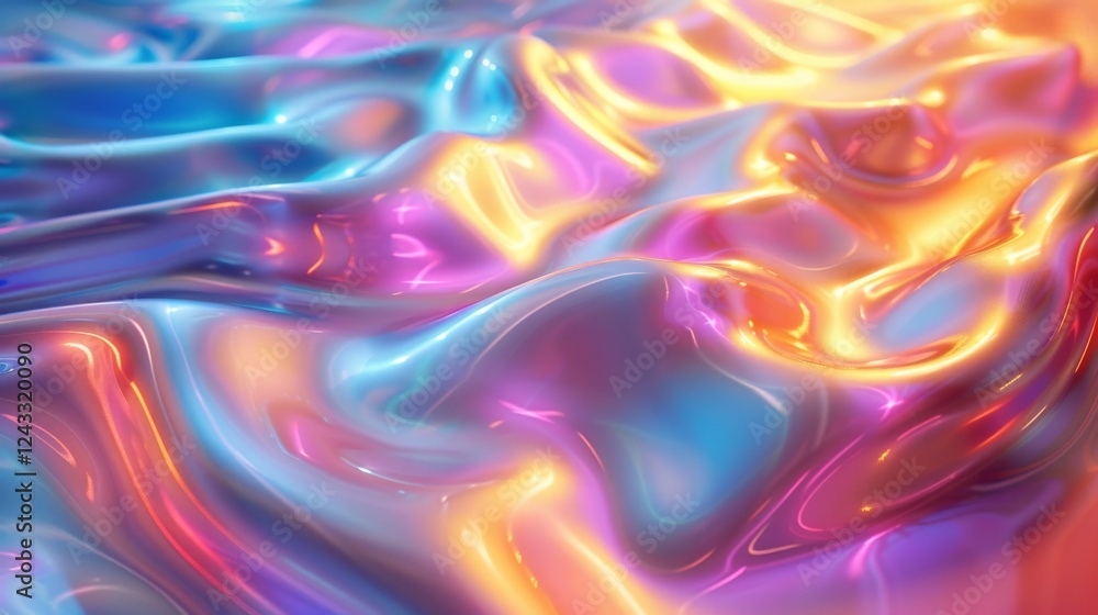 Poster explore the vibrant swirls of iridescent colors in an abstract gradient background created with ai t