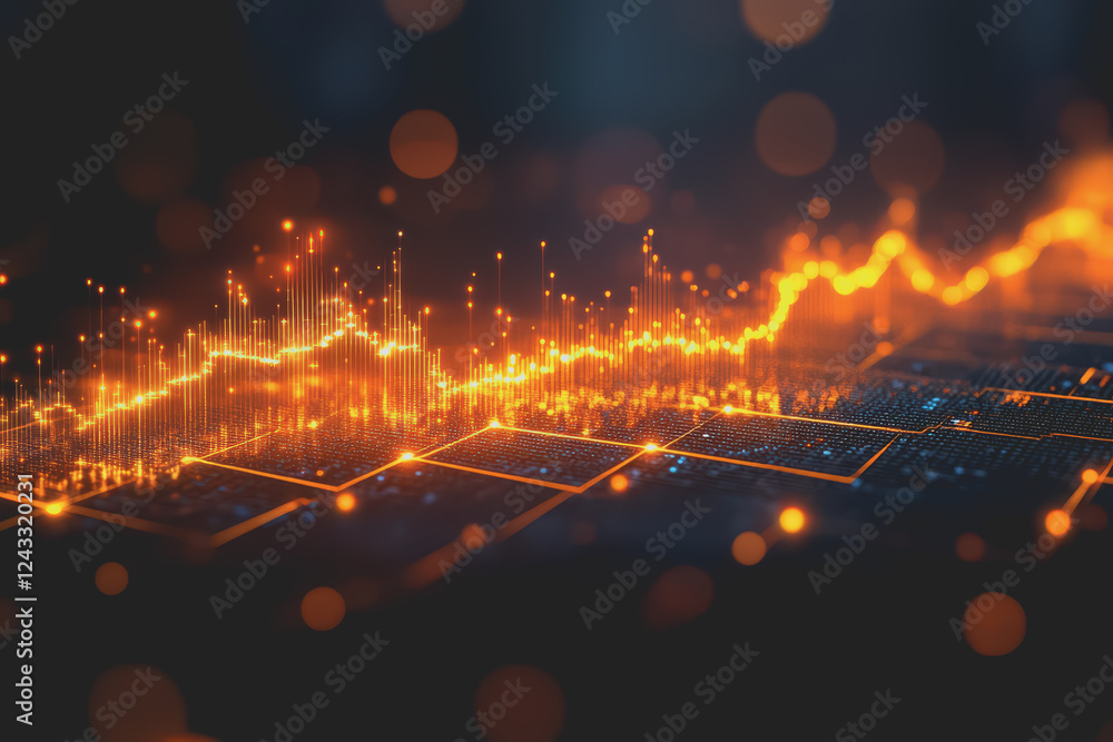 Poster abstract background digital data financial investment and trading graph chart.