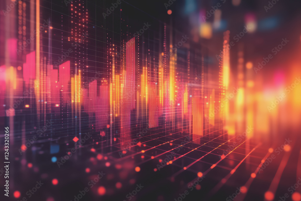 Poster abstract background digital data financial investment and trading graph chart.