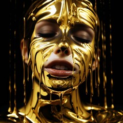 Dramatic artistic expression studio portrait photography dark environment close-up view beauty and transformation