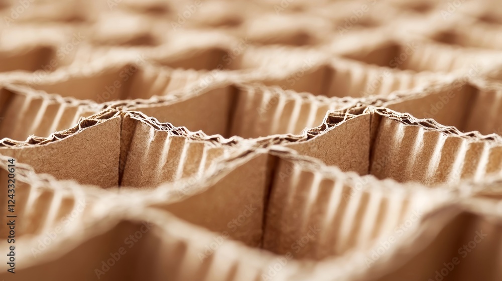 Poster Detailed view of textured cardboard displaying a wavy pattern in soft natural light