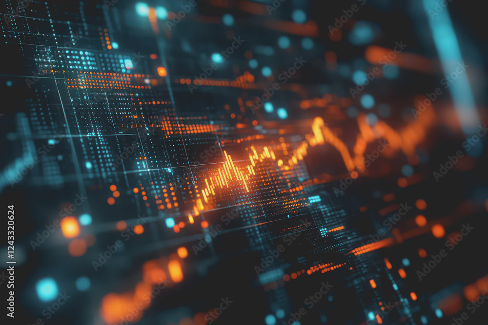 Poster abstract background digital data financial investment and trading graph chart.