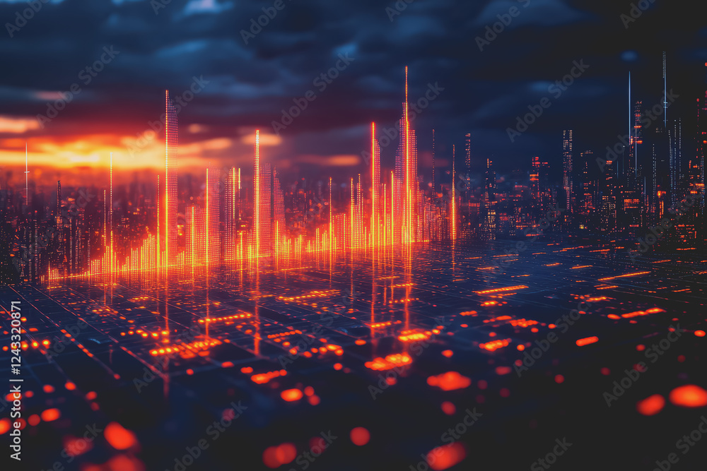 Poster abstract background digital data financial investment and trading graph chart.