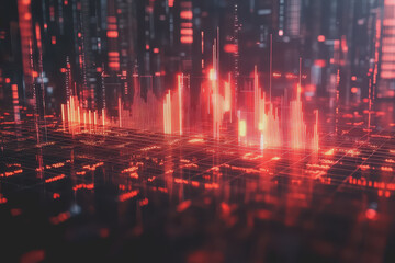 Naklejka premium Abstract background Digital data financial investment and trading graph chart.