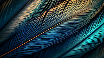 Close-up of vibrant peacock feathers, showcasing intricate patterns and colors.  Possible use Background image, design inspiration