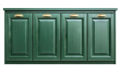Fototapeta premium Elegant green cabinet with golden handles for modern interior design in a stylish living space