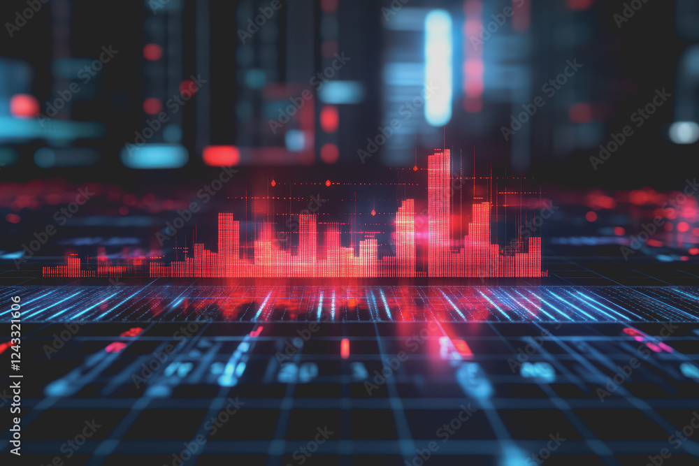 Poster abstract background digital data financial investment and trading graph chart.