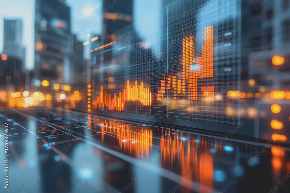 Poster abstract background digital data financial investment and trading graph chart.