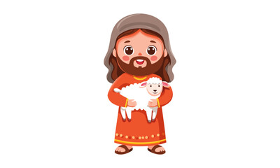 Cute Jesus Christ illustration, use as sticker, card, flyer, Book cover or T Shirt Design