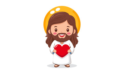 Cute Jesus Christ illustration, use as sticker, card, flyer, Book cover or T Shirt Design