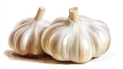 Obraz premium Garlic bulbs in a natural setting showcasing their unique shape and texture