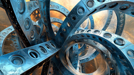 "Abstract Metal Structure of a Ferris Wheel with Geometric Shapes"

