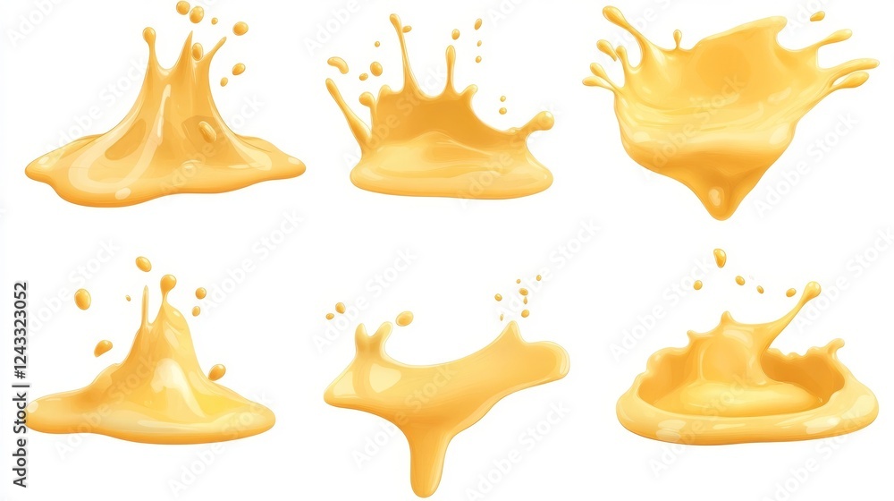 Poster bright yellow splashes of paint or liquid capture dynamic movement and texture in an abstract compos
