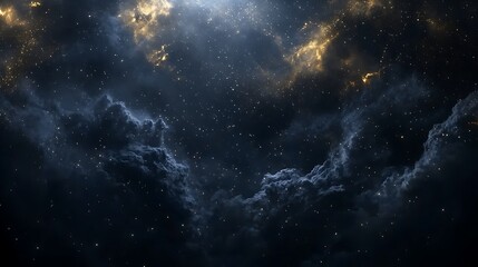 Obraz premium Dark Cosmic Abstract Background with Gold Stars – Moody Design for Astronomy and Luxury Themes
