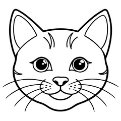 black cat head line art vector illustration