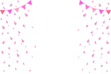 春　桜吹雪　ガーランド　枠　飾り　素材　舞う　散る　おしゃれ　ポップ　キラキラ　シンプル　飾り枠　お花見　ひな祭り　入学　卒業　新生活　キャンペーン　見出し　タイトル　白背景　透過　cherry blossom petals,bunting