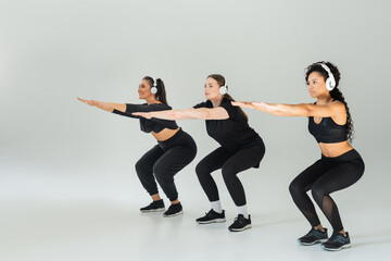Empowered women showcasing strength and fitness in synchronized workout session