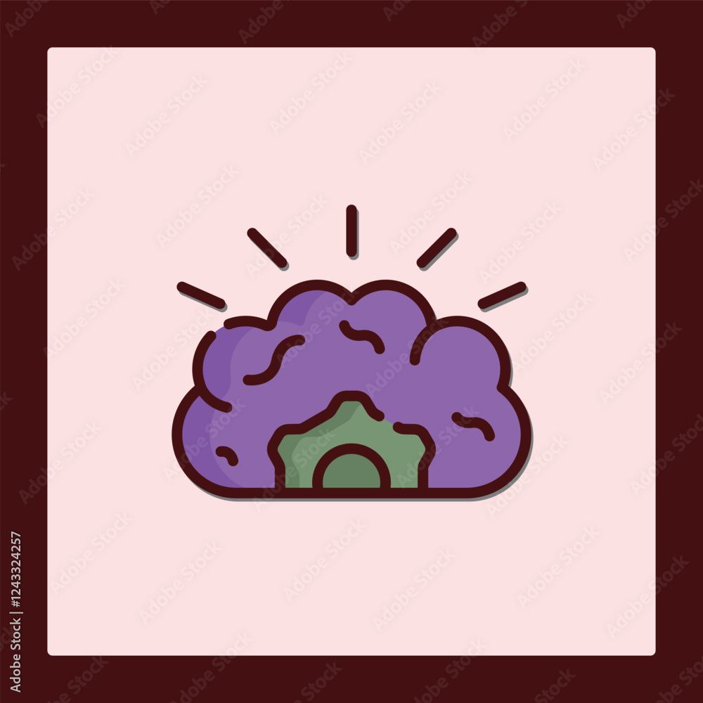 Poster illuminated brain icon: brainstorming and idea generation
