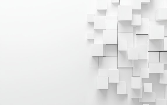 White cubes abstract background texture, copy space