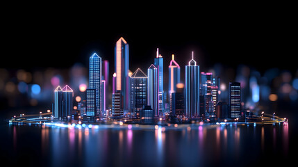 Naklejka premium Futuristic city island at night. Possible use stock photo