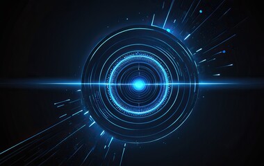 Futuristic digital eye with blue glowing cyber elements, AI-inspired technology