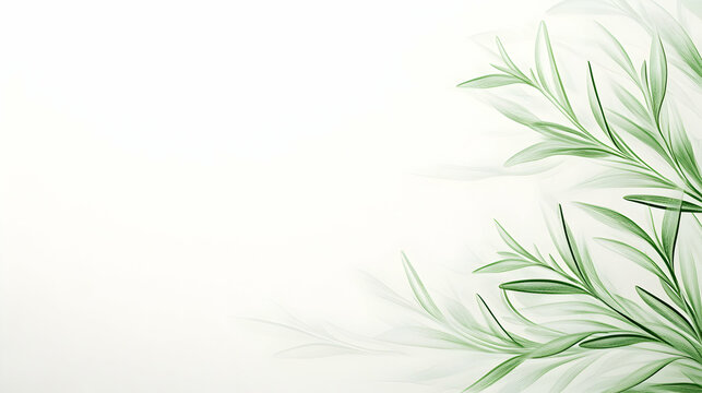 Green leaves, botanical illustration, white background, nature design, ideal for wellness or health website