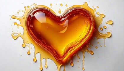 A golden honeycomb heart dripping with fresh honey