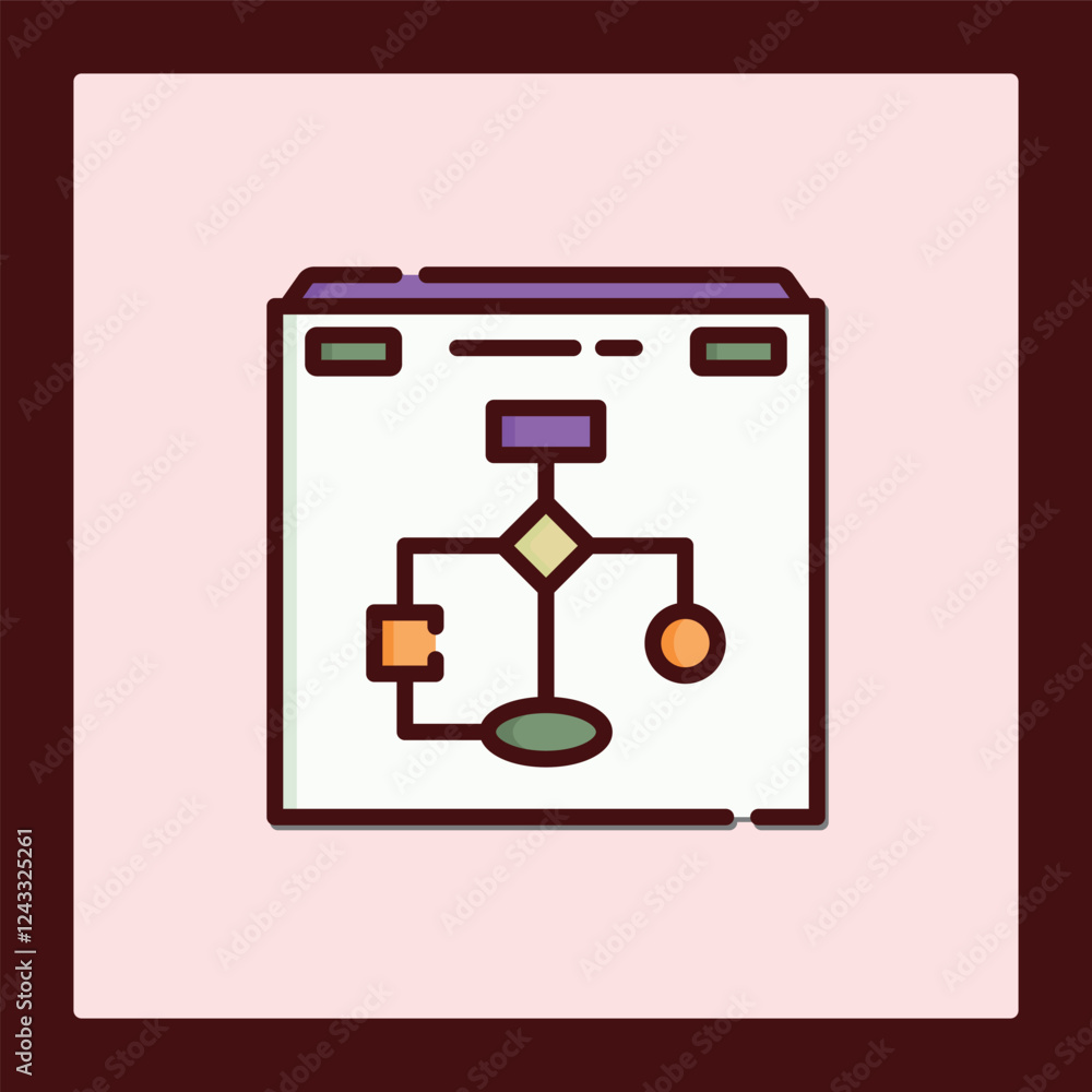 Poster modern icon flowchart design for digital processes
