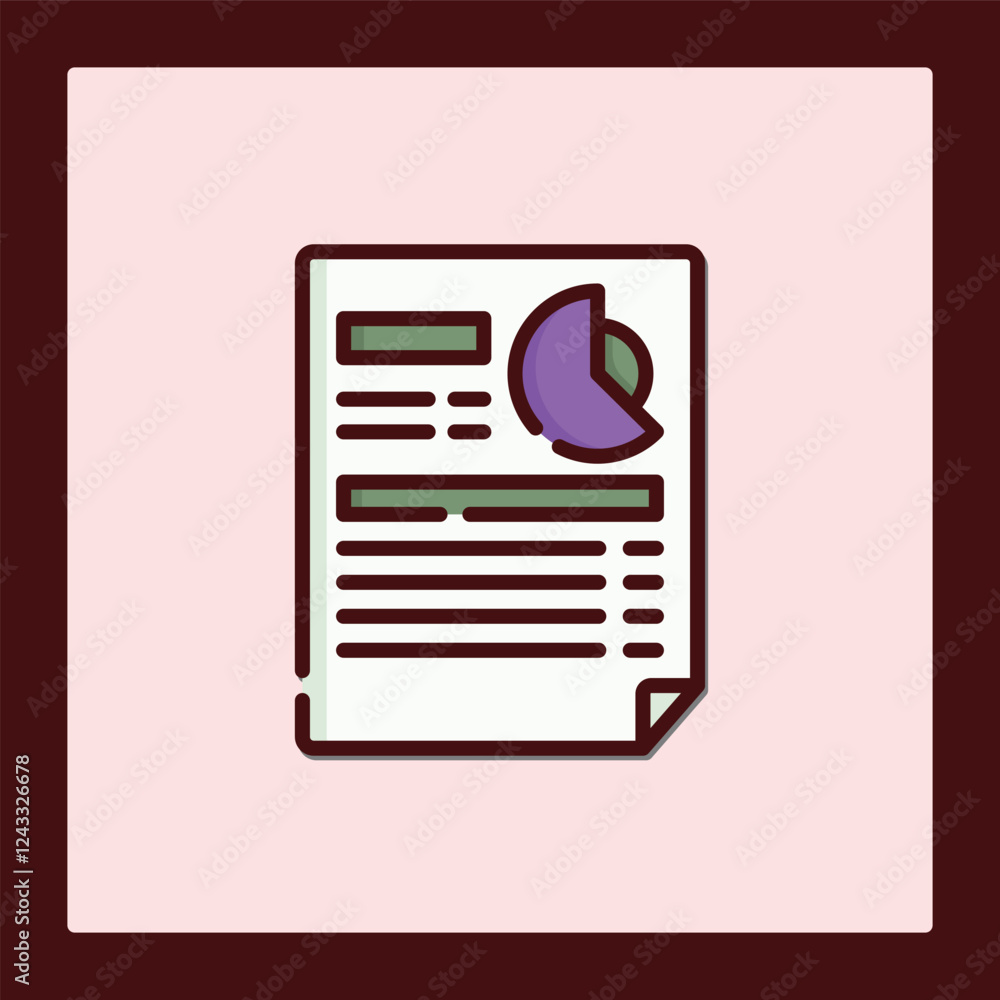 Poster informative report icon with pie chart data visualization