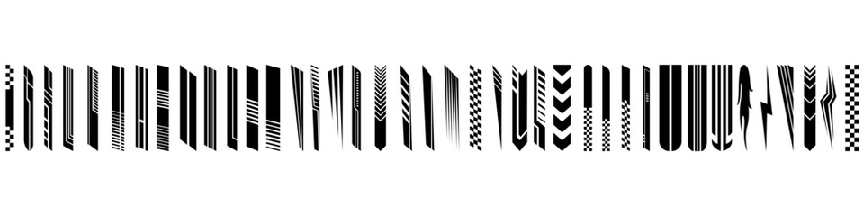 Hood rally racing stripes icon vector set. Racing stripes illustration sign collection. Racing car sticker symbol or logo.