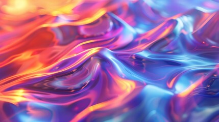 Obraz premium Vibrant iridescent gradient patterns create an abstract fluid display with smooth, wavy textures in various colors