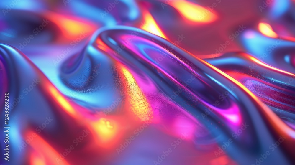 Poster visually captivating gradient background featuring iridescent abstract waves in vibrant colors
