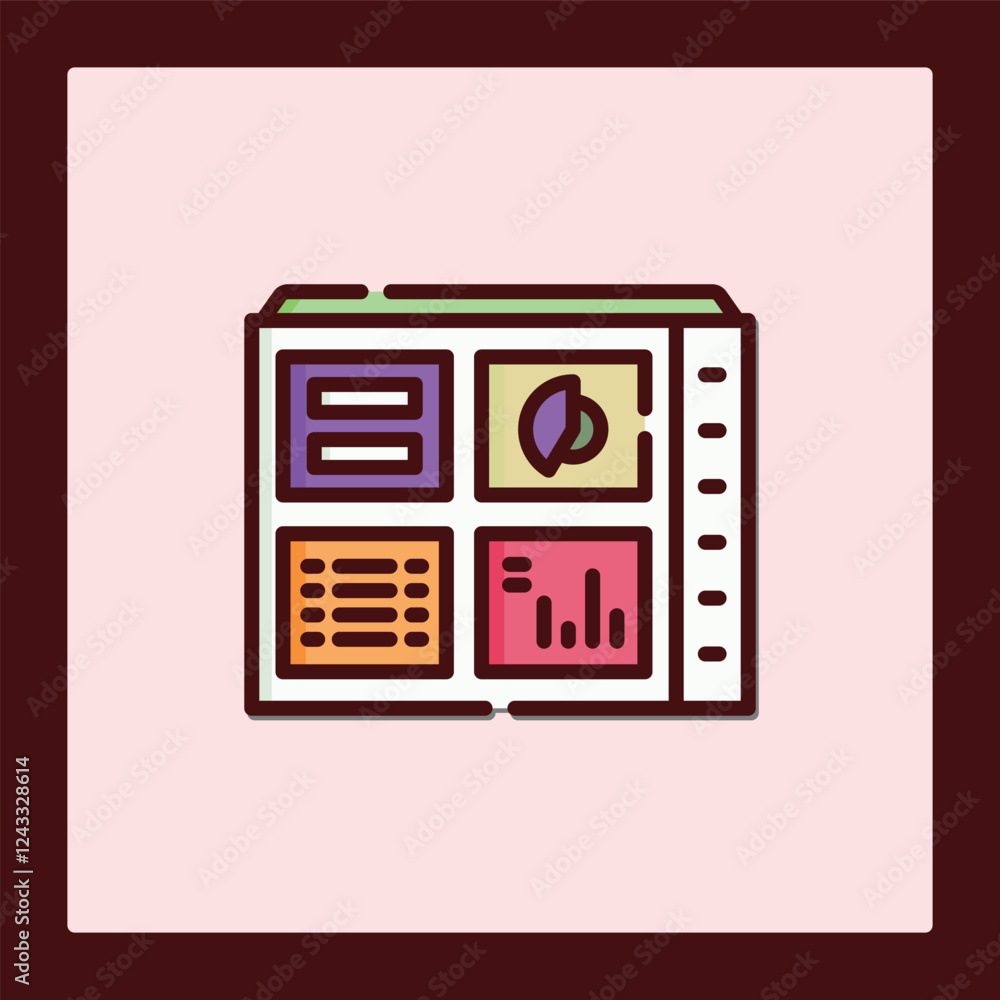 Poster modern dashboard icon: data visualization and analytics