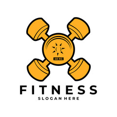 Barbell logo vector. Fitness center, Fitness club logo vector. Sport Fitness and Gym logo design template