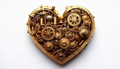 A heart fused with a vintage clock, gears turning inside, symbolizing time and love