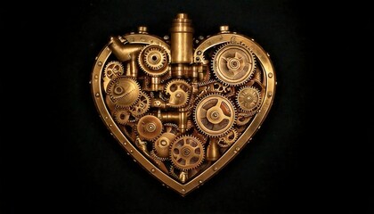 A heart fused with a vintage clock, gears turning inside, symbolizing time and love