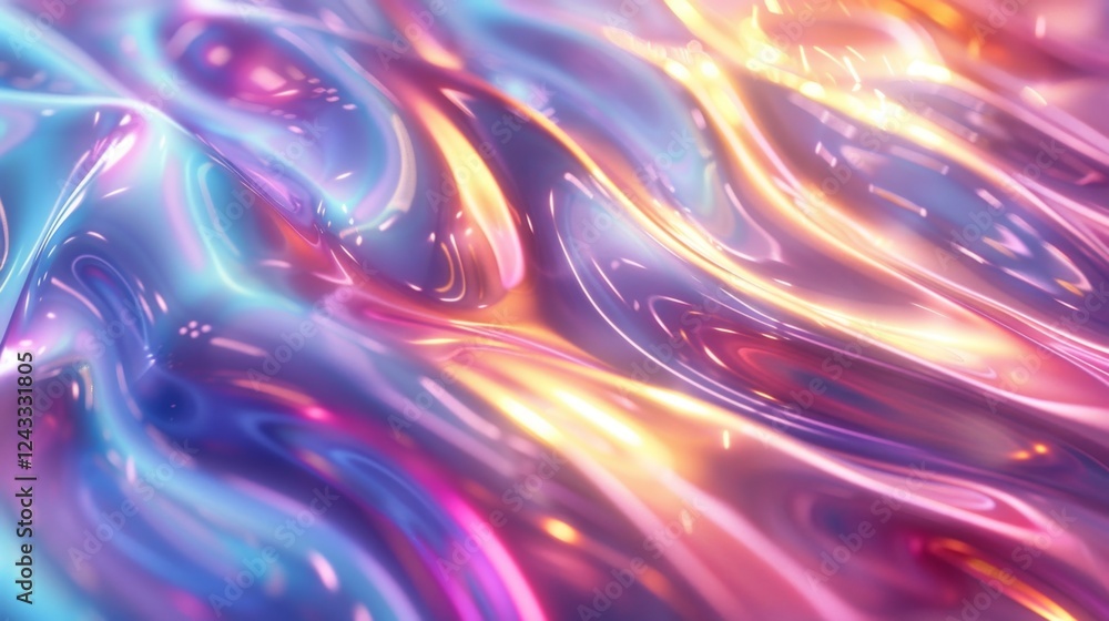 Poster dynamic iridescent gradient background showcasing fluid abstract patterns in vibrant hues