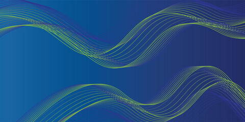 Abstract glowing wave lines on dark blue background. Dynamic wave pattern.