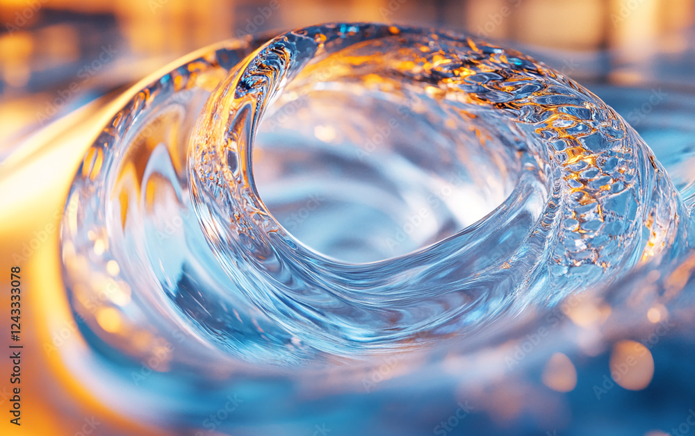 Poster close-up shot of swirling clear water with reflections and ripples, showcasing motion and fluid dyna