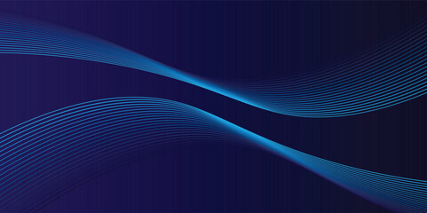 Abstract glowing wave lines on dark blue background. Dynamic wave pattern. Modern flowing wavy lines.