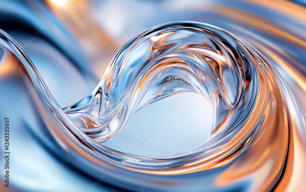 Poster abstract close-up of transparent swirling water forming a vortex, symbolizing fluid motion and clari