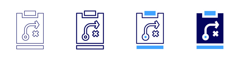 Brand objectives icon in 4 different styles. Thin Line, Line, Bold, and Bold Line. Duotone style. Editable stroke