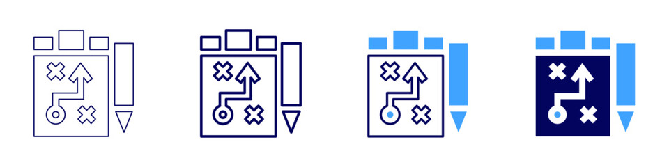 Brand optimization icon in 4 different styles. Thin Line, Line, Bold, and Bold Line. Duotone style. Editable stroke