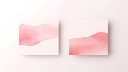 A modern and minimalist card template featuring a fluid pink watercolor background with artistic splashes and a smooth gradient effect. The gentle, flowing hues create a soft, feminine touch. White