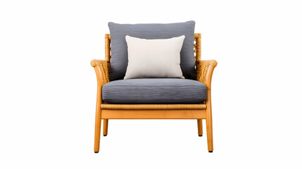 Modern woven outdoor armchair with cushions