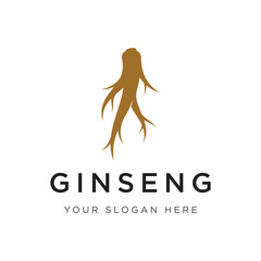 Logo design and natural ginseng herb plant leaves. Logo for business, herbs, flowers.