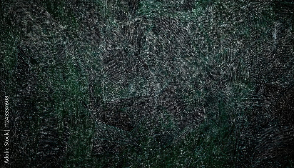 Poster dark scratched green textured background with rough distressed surface, abstract grunge backdrop for