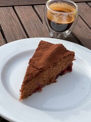 Mouthwatering chocolate cake paired with fresh homemade classic espresso.