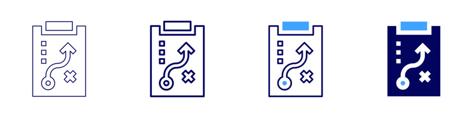 Digital automation icon in 4 different styles. Thin Line, Line, Bold, and Bold Line. Duotone style. Editable stroke
