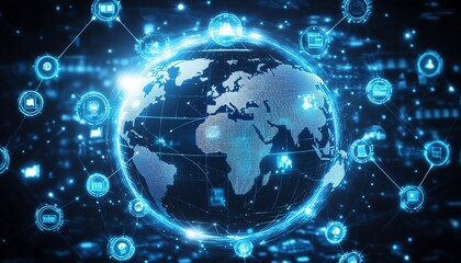 Obraz premium 3D rendering of a digital world map globe